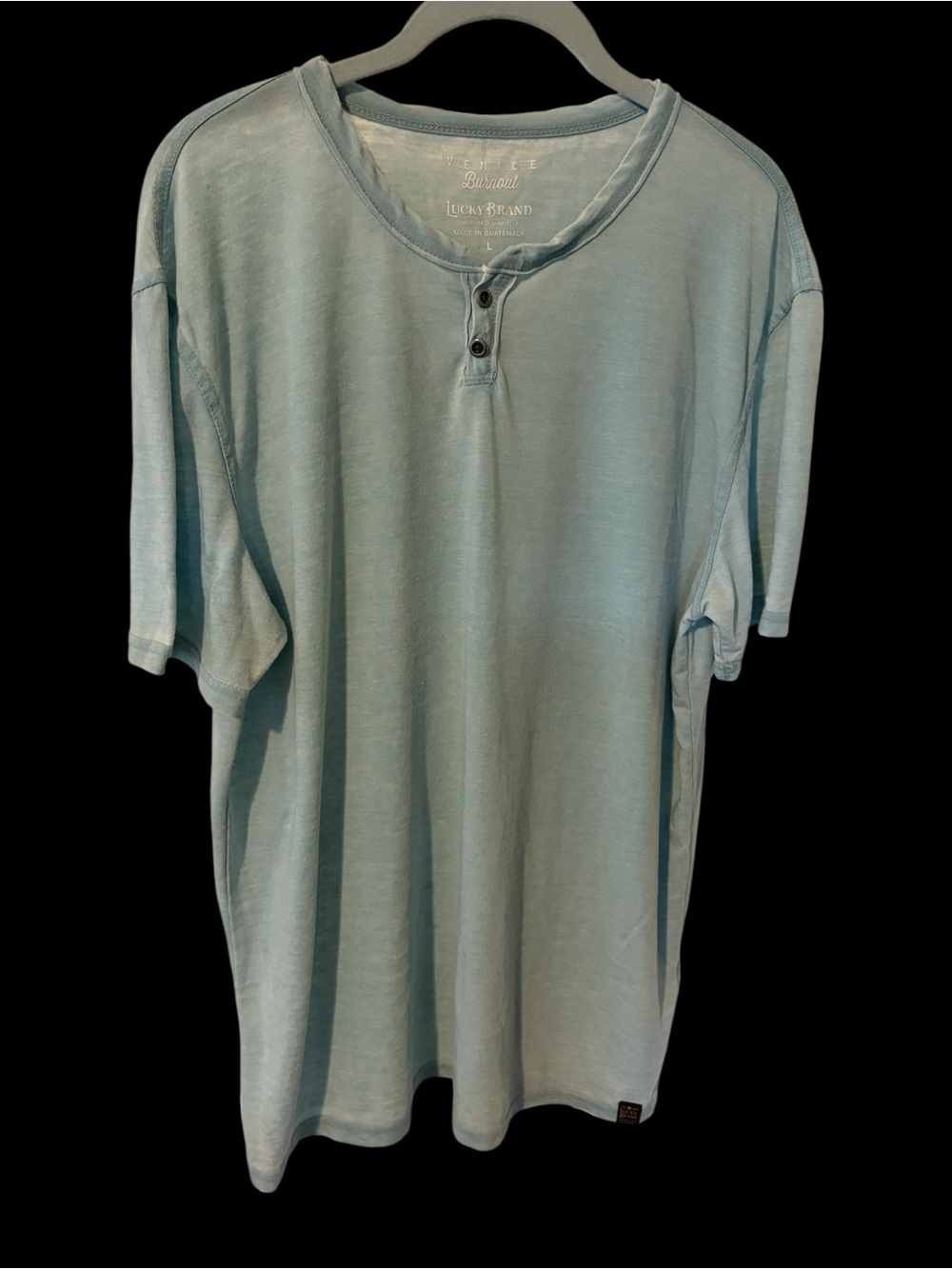 Lucky Brand Men’s Light Blue Short Sleeve Henley Tee
